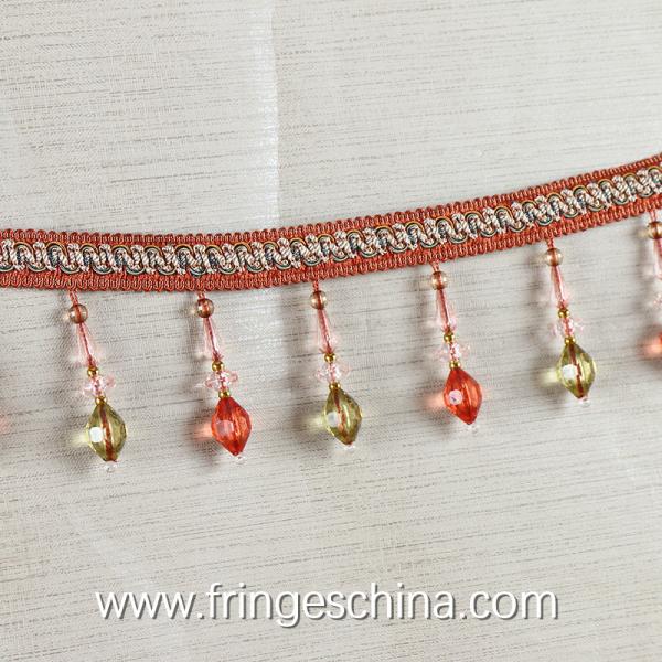 Handmade fashionable chain beads lace tassels fringes for curtain/sofa/pillow decoration