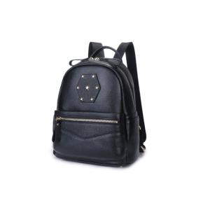 Real Cow Leather Multifunctional Bag , Large Capacity Student Black Backpack