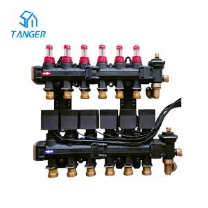 China 6 Loop Radiant Heat Manifold With Mixing Valve Flow Meters Electric Actuators wholesale