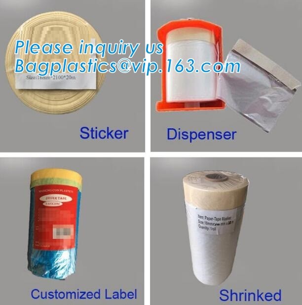 4m*5m plastic cover sheet for furniture, Taped clear HDPE plastic masking film, Plastic car paint plastic cover tape ma