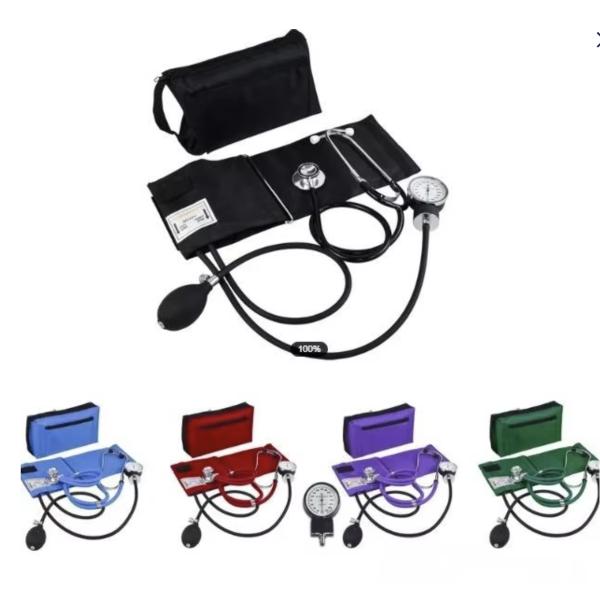 Manual Aneroid Sphygmomanometer with Stethoscope Steel and Plastic Material