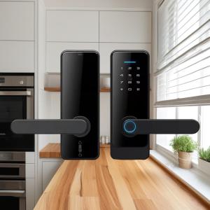 China Remote Control Fingerprint Door Lock Automatic Password Front Door Lock 35mm - 55mm wholesale