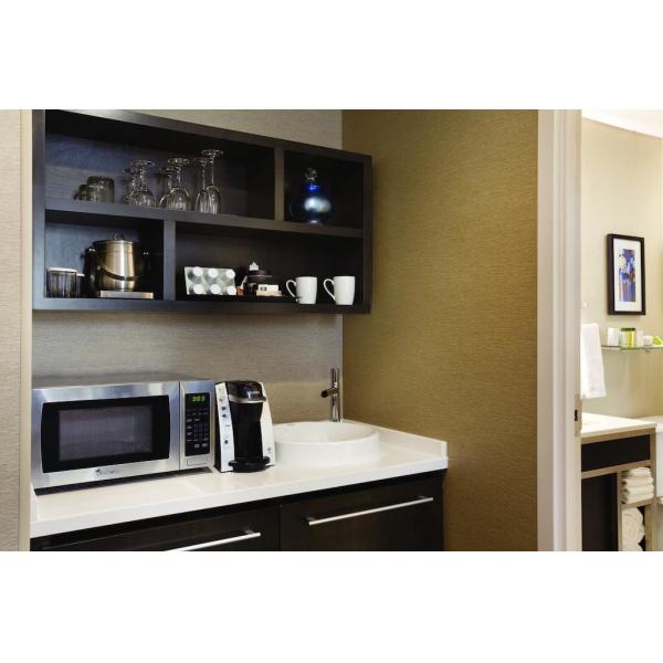 Hotel Executive Suite Bedroom Furniture Double Bed with TV storage Cabinets by Dark oak wood and Reception Living Sofa