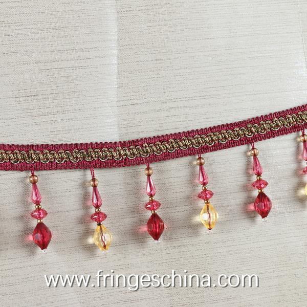 Handmade fashionable chain beads lace tassels fringes for curtain/sofa/pillow decoration