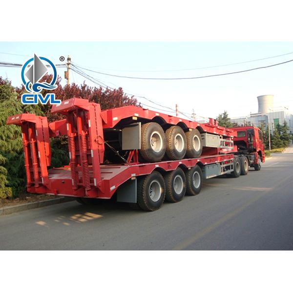 Colored Low Bed Semi Trailer , Low Floors Semitrailer Transport Heavy Vehicles Semitrailer