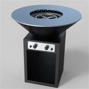 China New Design Black Painted Metal Natural Gas Fire Pit With BBQ Grill For Backyard wholesale