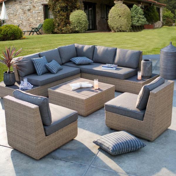 Balcony Aluminum Outdoor Sofa Eco Friendly Rattan Garden Sofa Set