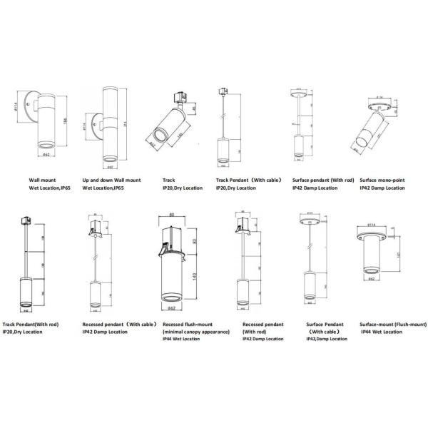 Recessed Cylindrical Cob Light , 15w 1200lm LED Cylinder Ceiling Light