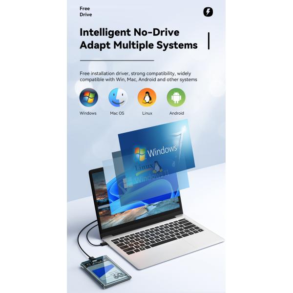 SATA Hard Drive Enclosure Disk Enclosure Transparent 2.5 Inch