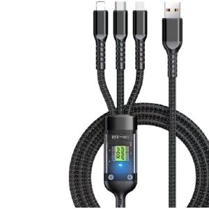 China ETEK Fast Charging Data Cable,1.2M, TPE, 30AWG*2+10AWG*2, 4-Core, LED Indicator, Black (Custom Colors/Logo) on sale