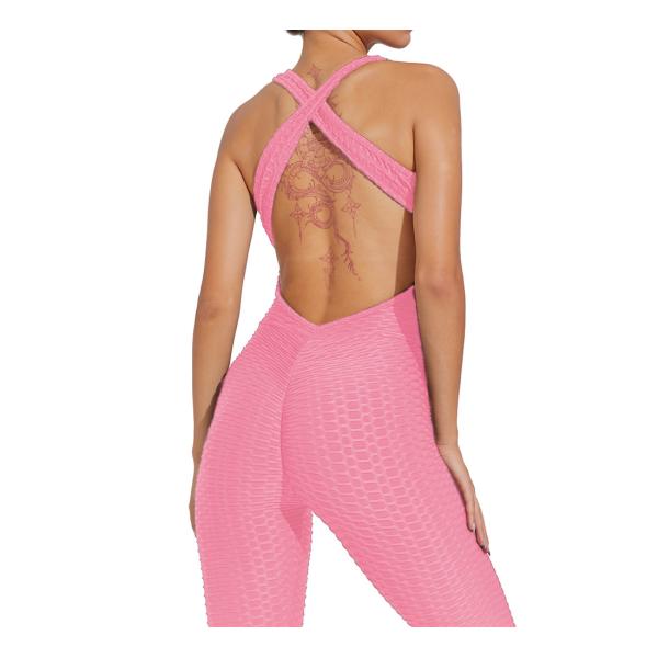 Pink Yoga One Piece Jumpsuit Yoga Activewear Set Plus Size
