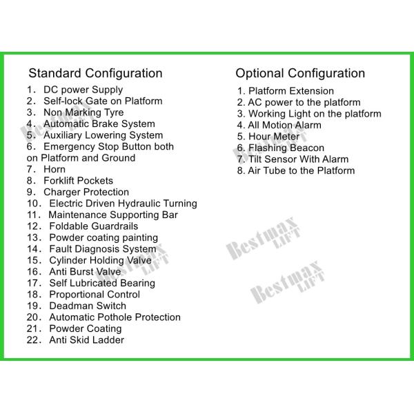 MX300S Self Propelled Hydraulic Scissor Lift Platform Green Color Long Life