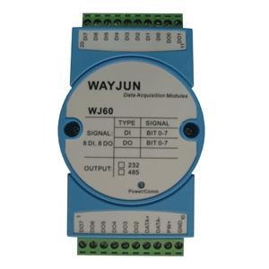 China WJ60 series 8 channels DI/DO Digital Signal Converter, Dry contact  to RS485 converters,blue DIN35 on sale