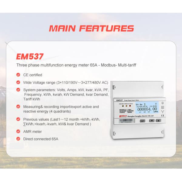 EM537-Mod Series 3 Phase Solar PV Energy Meter Designed for DIN Rail Installation