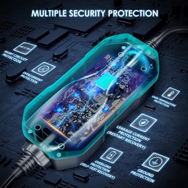 Mode 2 SAE J1772 EV Fast Chargers Adjustable Current 8to 32A 4.3in LCD