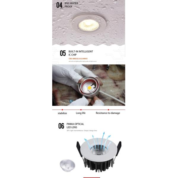 Fire Rated Bezel 90Ra IP65 LED Downlights For Bathroom