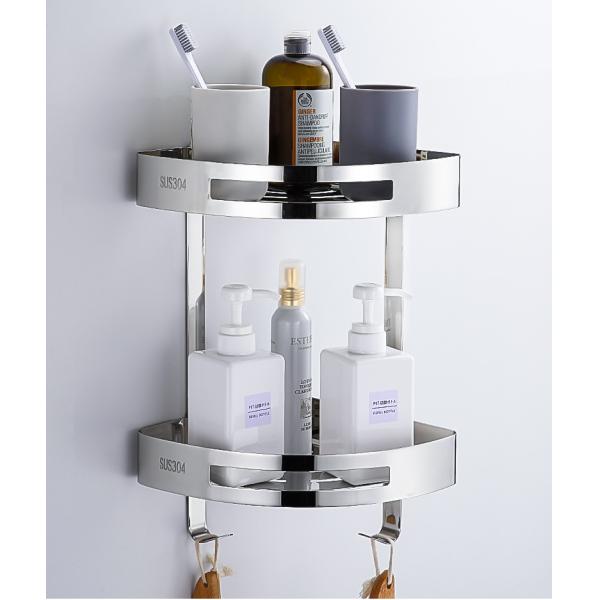 SUS304 Wall Mounted Bathroom Shelf , Mirror Polishing Stainless Steel Shampoo Holder