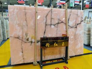 China Transparent Afghan Pink Jade Onyx Slab With Brown Veins wholesale