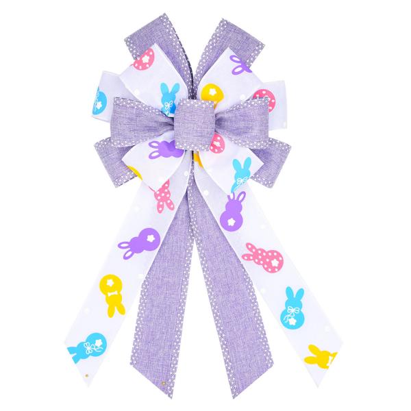 Cute Cartoon Egg And Rabbit Easter Ribbon Bow For Festival Decoration