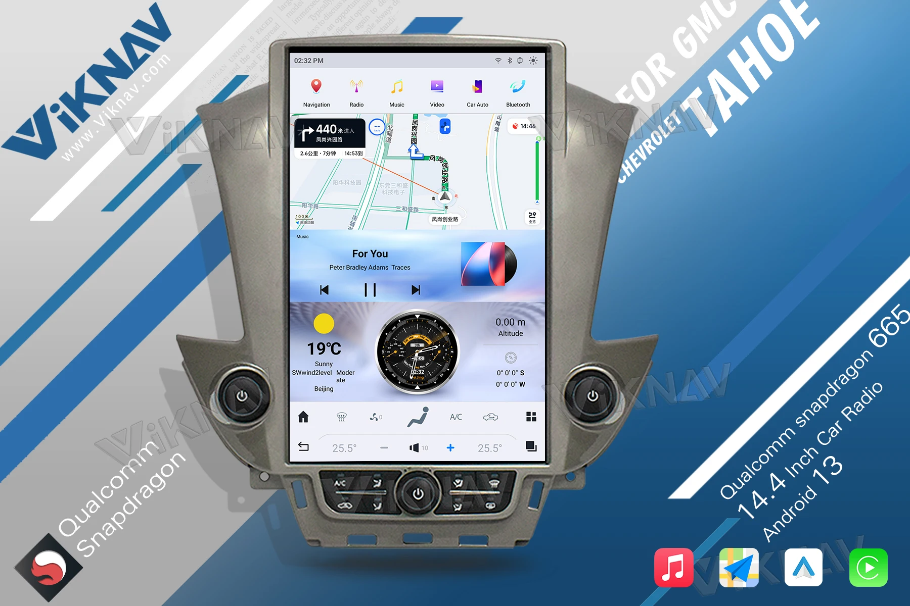 VIKNAV for Chevrolet Suburban Tahoe GMC Yukon 2014-2020 Car Audio Stereo Upgrade ODM