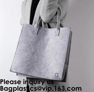 China Grocery Bags Reusable Eco Shopping Bags Large Made By Felt Fabric Produce Bags Stylish Travel Tote Bag Gray wholesale
