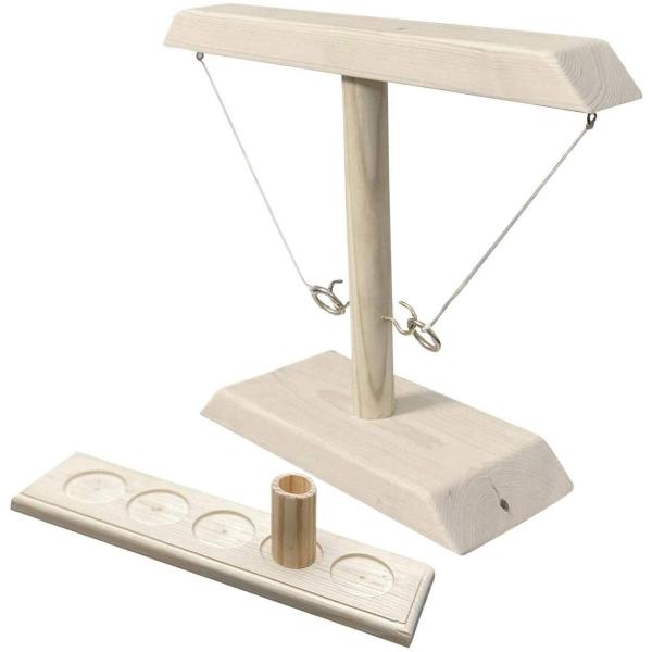 Handmade 8.5cm Wooden Doll House Toys Colored Rings Throwing Hooks