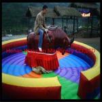 Giant Mechanical Rodeo Bull With Inflatable Mattress Interactive Game In