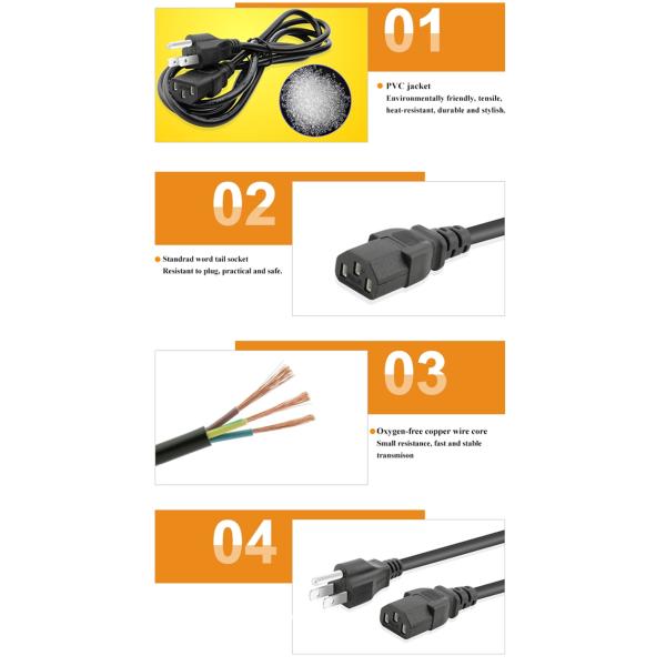 6 Ft Standard LED Grow Light Extension Cord 18 AWG Black Grow Light Cable