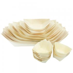 China Portable Wood Biodegradable Disposable Tableware Plates Boat Shape wholesale