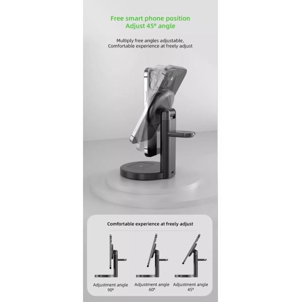 Magnetic 15W ABS Wireless Charging Station For IPhone Airpods Apple Watch