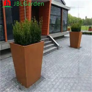 China Customized Garden Rectangular Metal Flower Pot Corten Steel Planter Pots wholesale