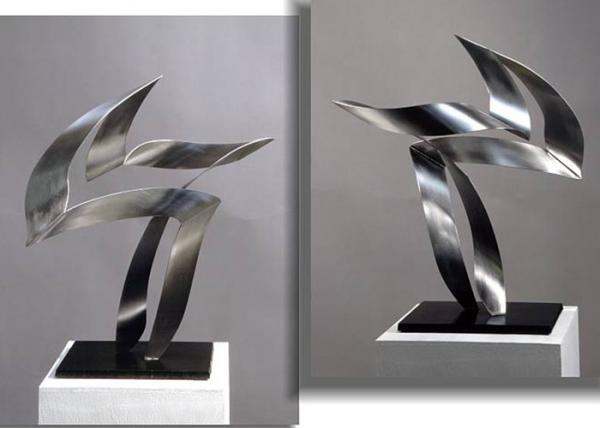 Quality Customized Modern Stainless Steel Art Sculptures Indoor Decorative Brushed Finishing for sale