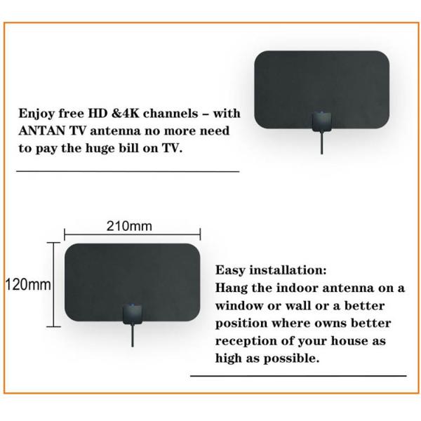 3dBi Amplified Hd Digital Tv Antenna Long 120 Miles Range DAB VHF FM