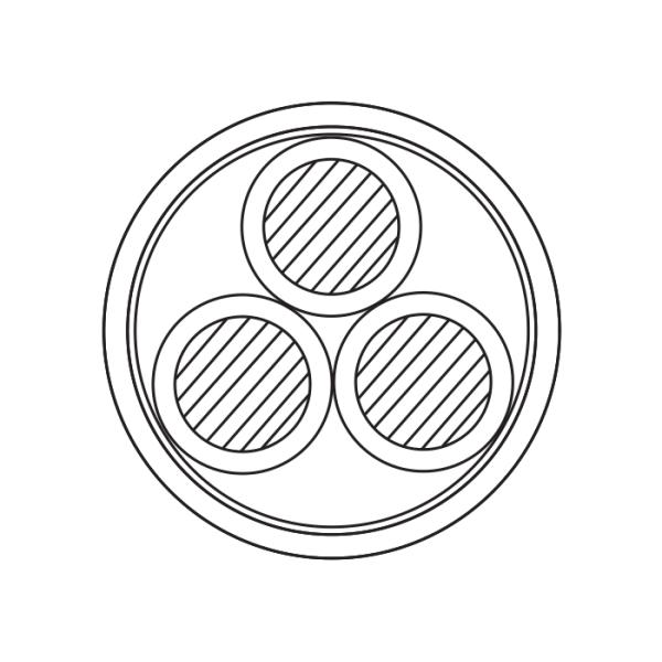 U-1000V Unarmoured Three Core Aluminum Conductor PVC Insulated & Sheathed Cable