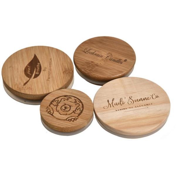 Reusable Bamboo Jar Lids with Straw Hole 70mm Bamboo Drinking Storage Lid Caps Leak-Proof Lids for Wide Mouth Mason Jar