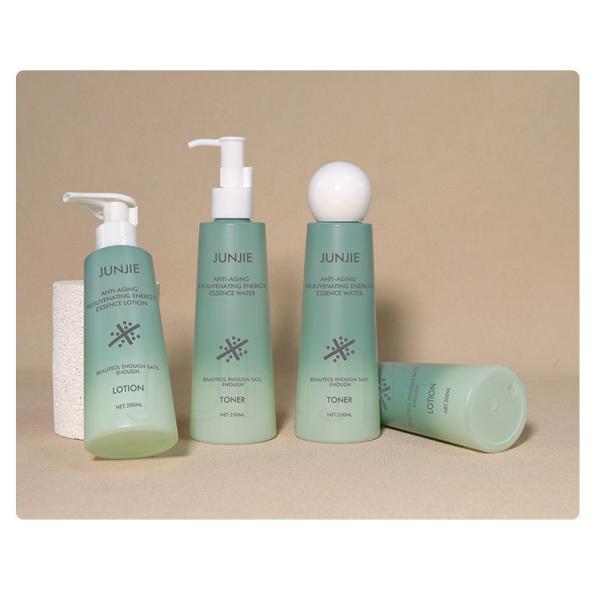 Wholesale Round 250ml 200ml Plastic Body Wash Bottles Packaging Empty Matte Green Shampoo Bottle Custom Logo