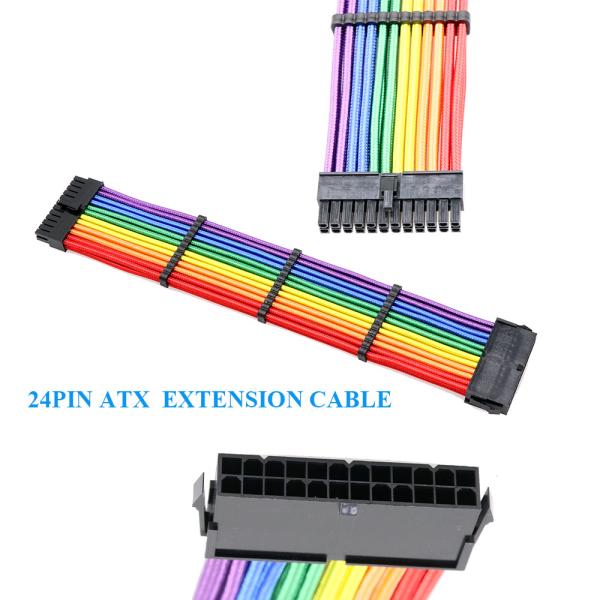18AWG 30CM Cable Extension Kit Power Supply Cable Sleeves ATX 1*24Pin,1*CPU4+4Pin,2*PCI-E 6+2Pin 2*PCI-E 6Pin customization