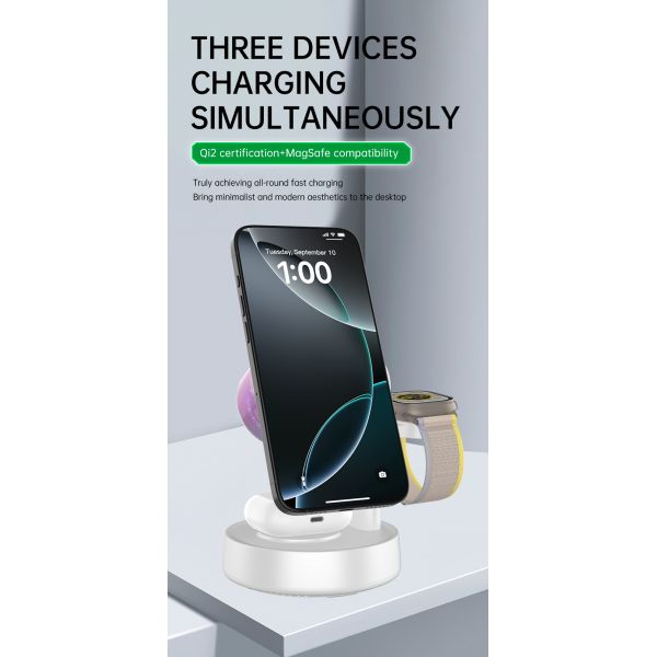 Qi2.2 5 in 1 Bluetooth Speaker Wireless Charger station for iPhone 17/16 Samsung Galaxy S25