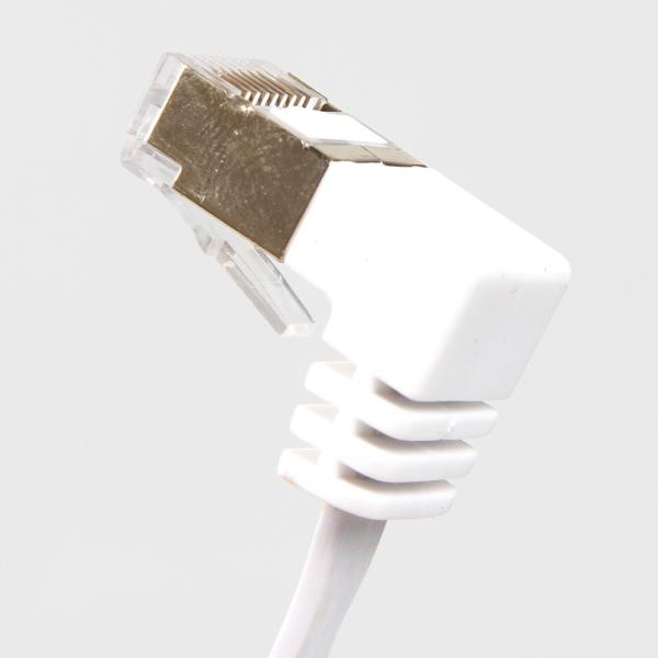 White Straight Flat Patch Cable PVC Jacket Multipurpose UTP Shield