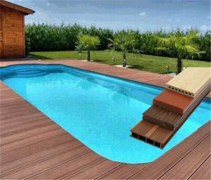 China 60% PVC Powder and 30% Wood Powder WPC Composite Decking Swimming Pool Flooring on sale