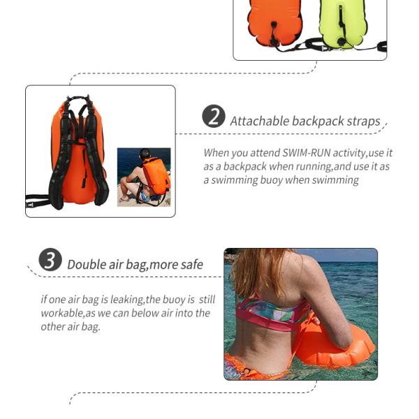 28L Safety Inflatable Swimming Buoy Backpack For Triathlon Race