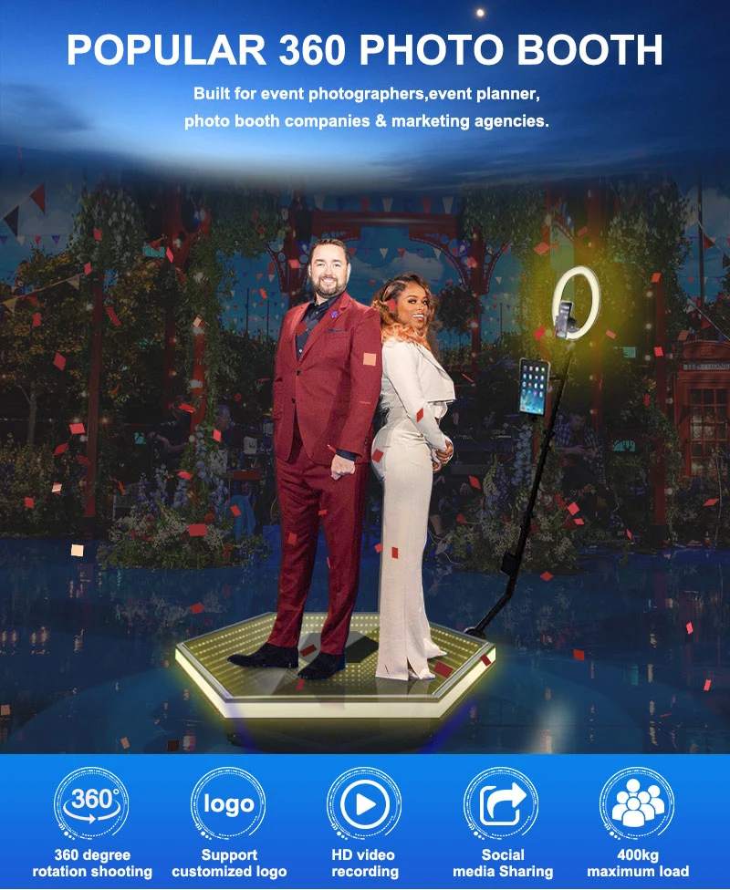 2022 New Party Artifact Portable Automatic Photobooth Video Rotating Selfie 360 for Birthday Wedding Ins-Worthy Location