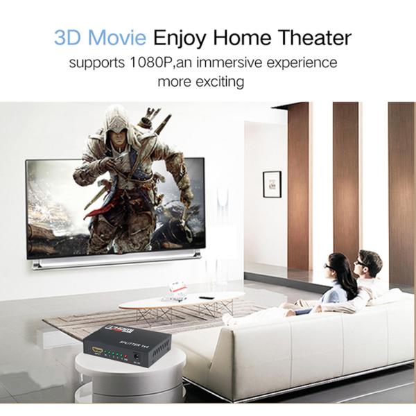 Professional HDMI Splitter 1x4 Full HD 3D 1080P 4 Ports Converter For TV Female-Female