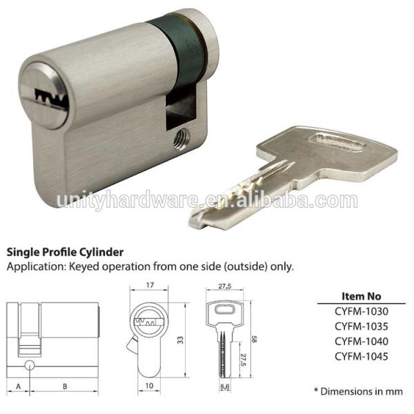 Computer Key Half Cylinder EN1634 Brass Material Nickle Plate EN1634-1 Certification