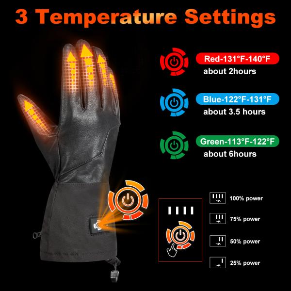 PU Rechargeable Heated Gloves Winter Waterproof Split Finger 5V USB DC 7.4v 12v 2200 2600 3000Mah