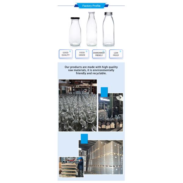 Transparent Glass Milk Bottles with Caps Glass Juice Bottle