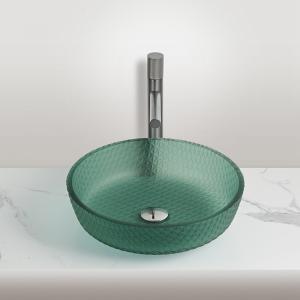 China Matt Green Bathroom Wash Basins With Faucet No Overflow Vanity Countertop Vessel Sinks on sale