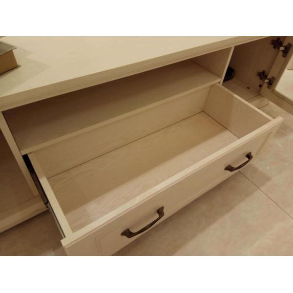 White Color European Contemporary Furniture TV Entertainment Unit With Three Drawers