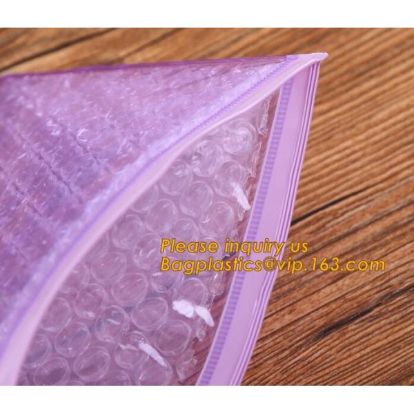 Promotional inner package shipping slider bubble bag,Plastic clear bubble bag with zip lock slider zipper bagease pack