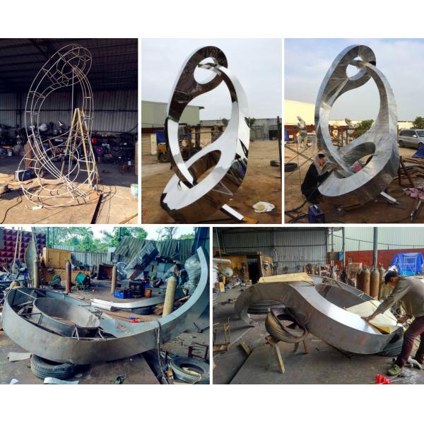 Urban Landscape Blue Painted Stainless Steel 3D Man Statue